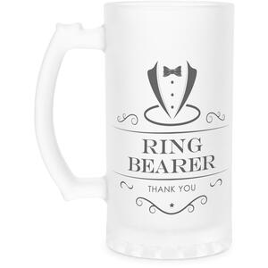 Ring Bearer Frosted Glass Stein - Wedding Party Gifts