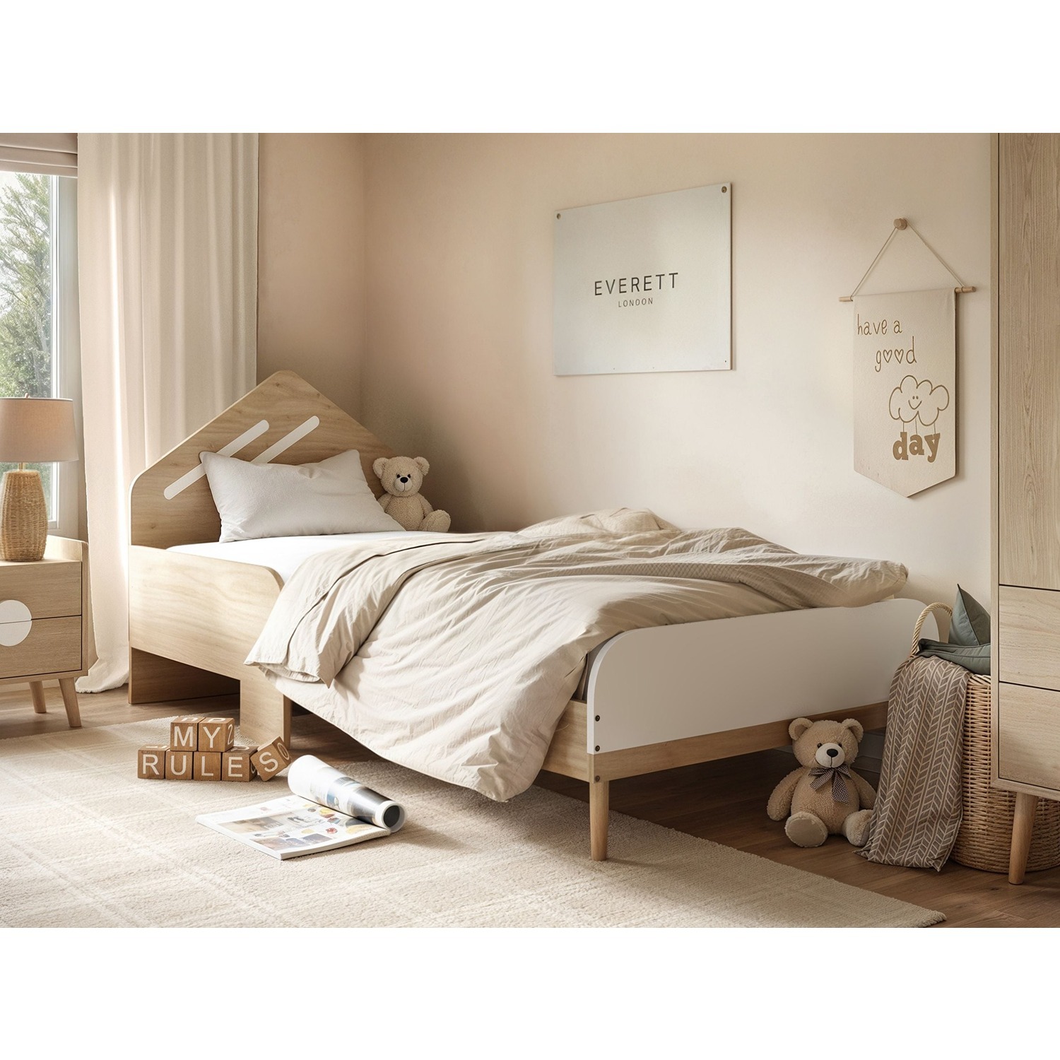 Flair Noah Single Bed Oak - White