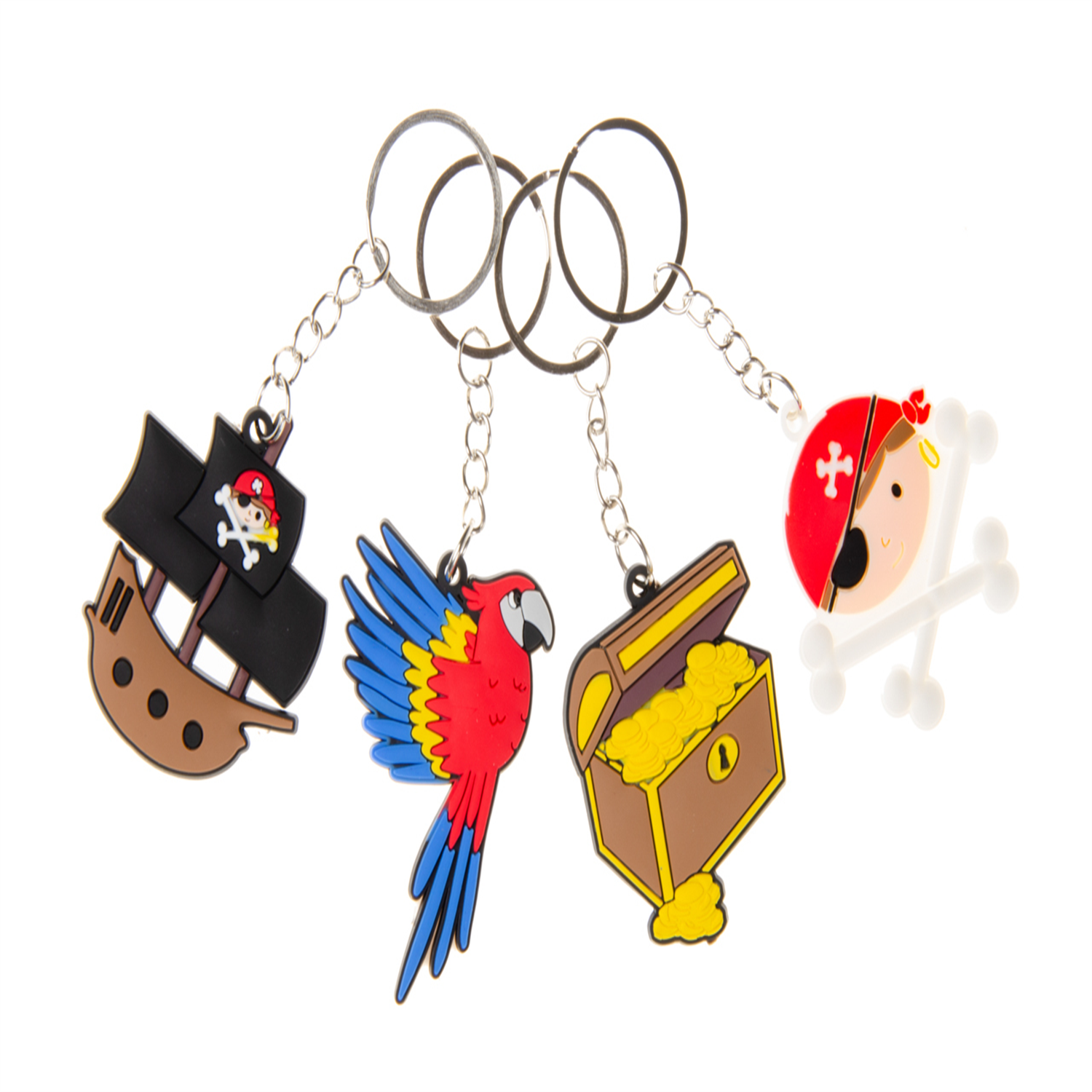 Lg-Imports Pack Of 12 Pirate Theme Keychains - White