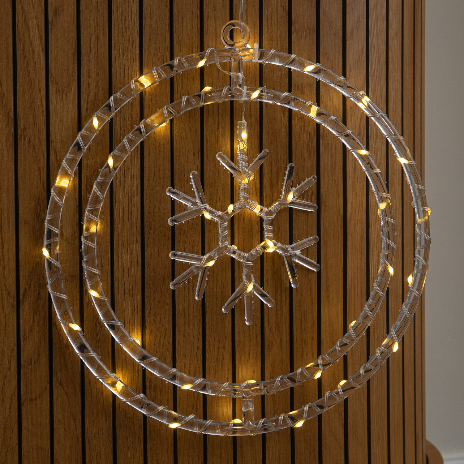 Light/White 34Cm Up Christmas Snowflake Ring With Warm Leds - Image 4