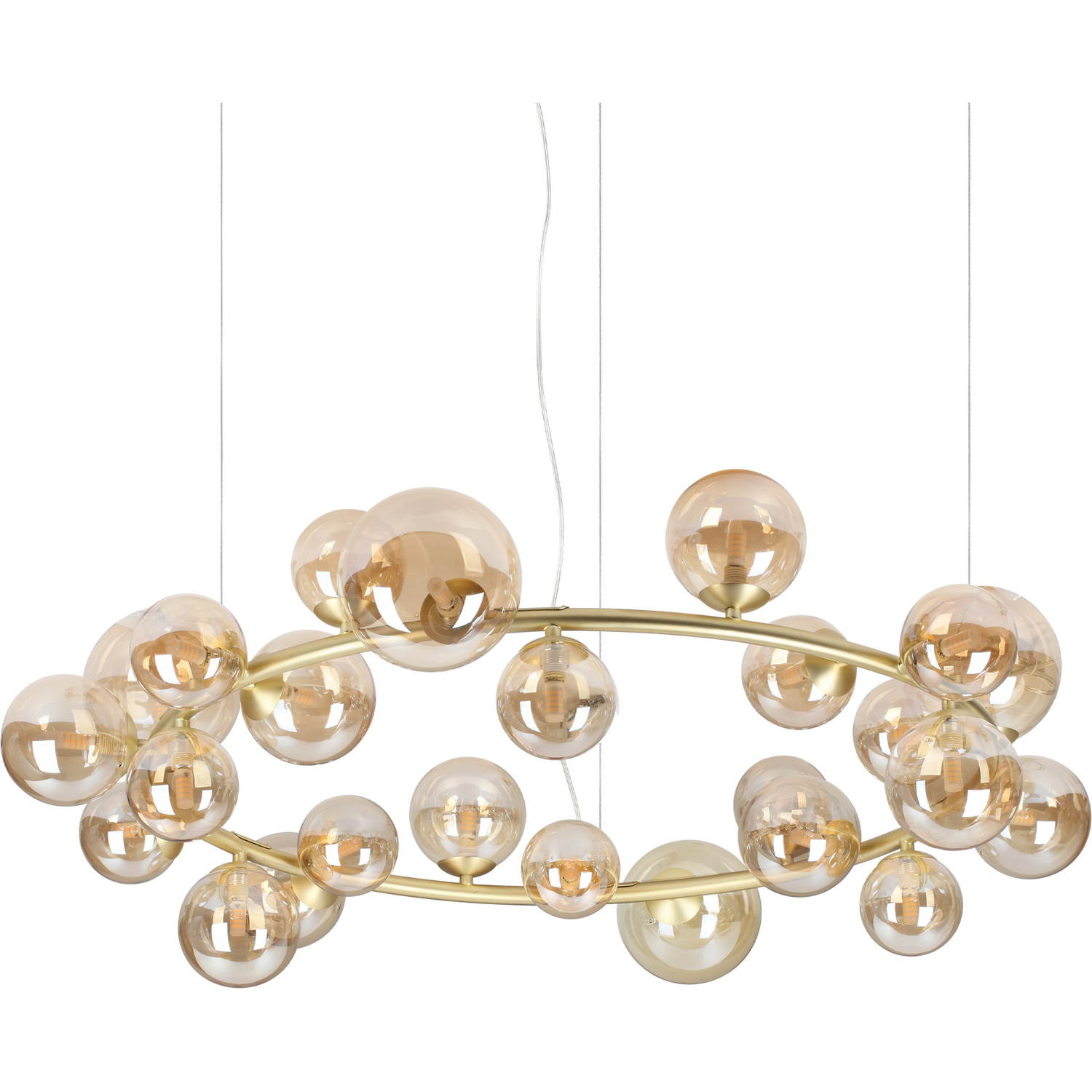 Netlighting Unisex Amber Perlage Globe Pendant Ceiling Light 25X G9 Size 25 - Image 3
