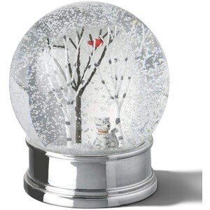 Twig Trees and Cat Snow Globe Christmas Decoration