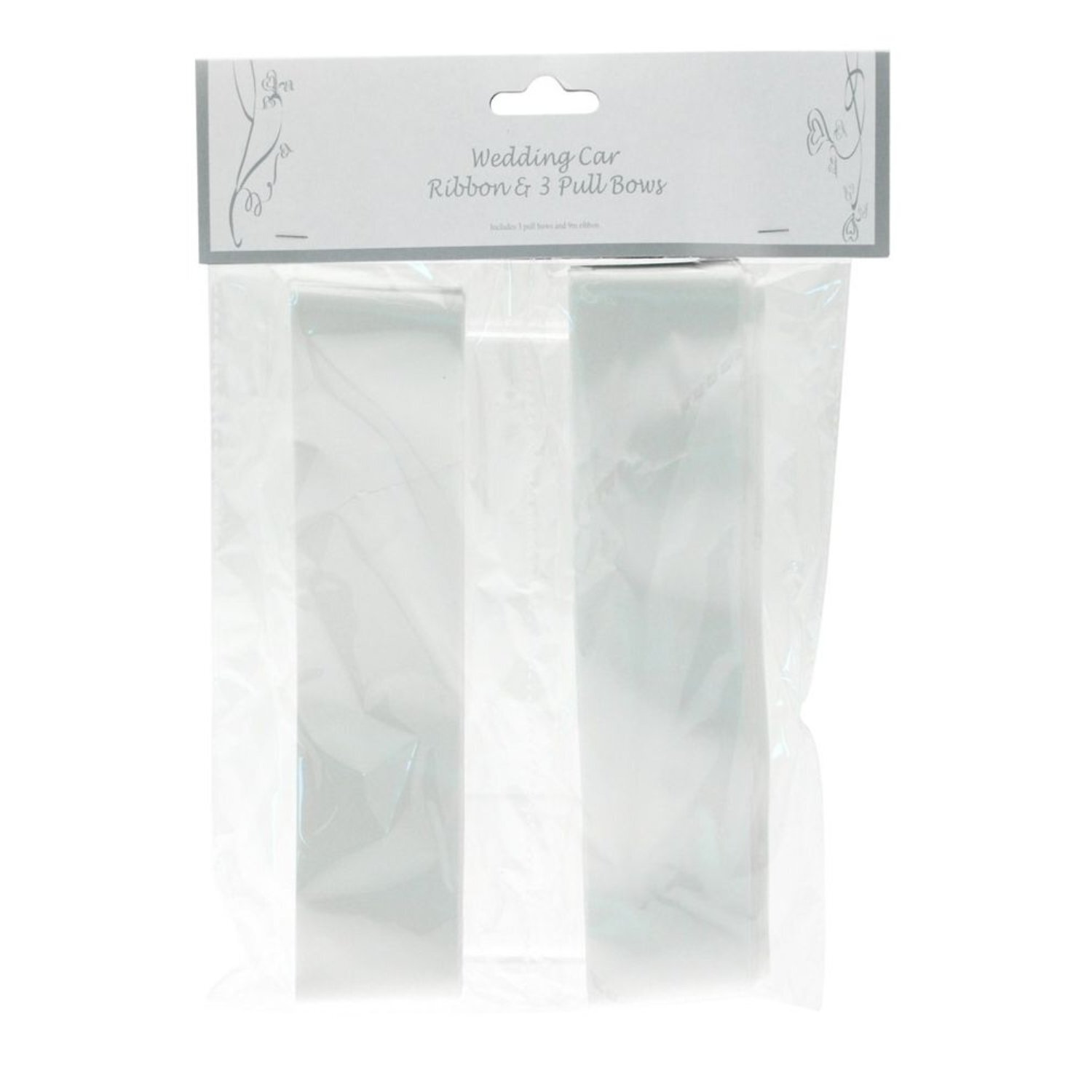  - Wedding Car Ribbon & 3 X Bows 3 PackWhite - Image 3