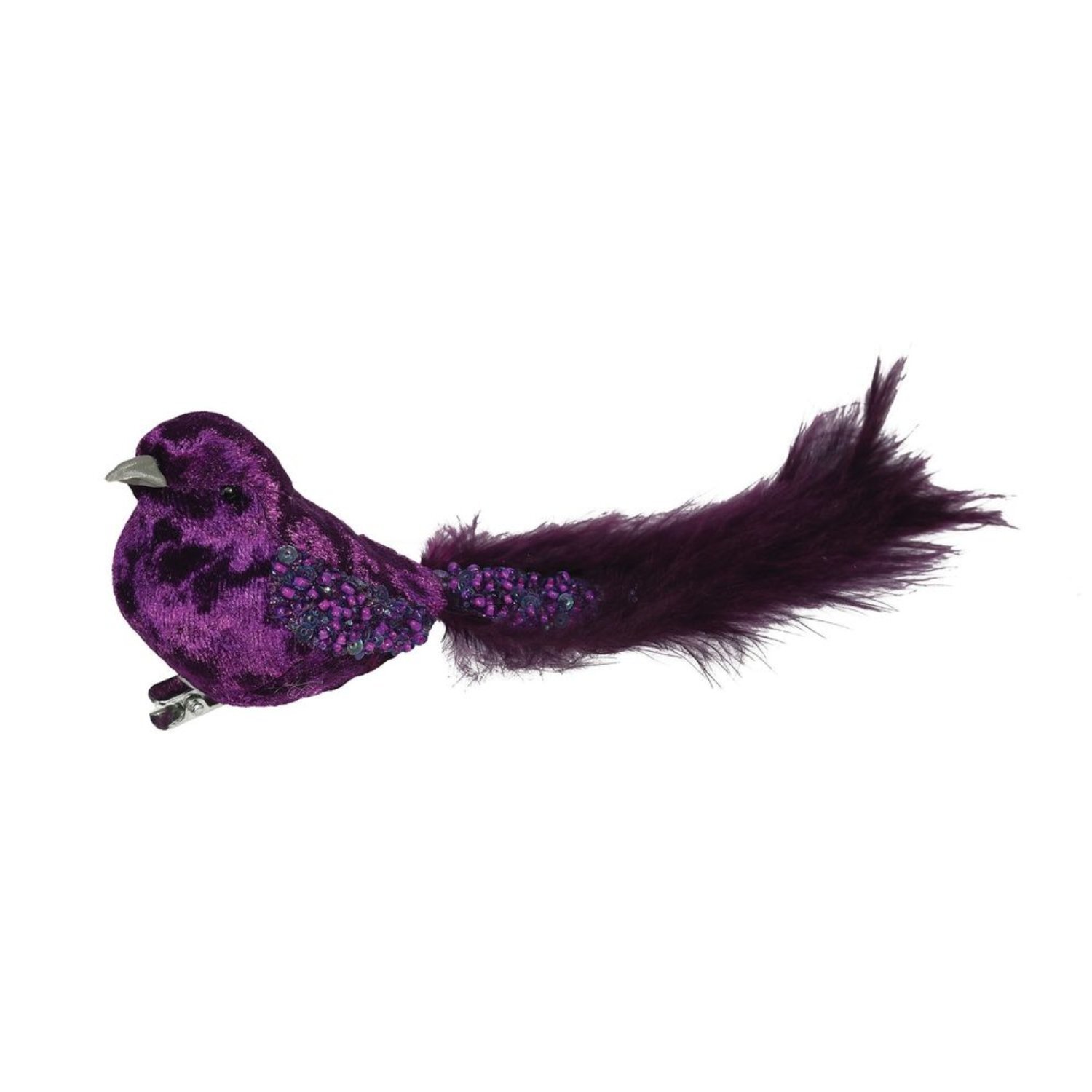 Kdmd Purple Velvet Bird With Glitter And Clip 3 Pack - Purple
