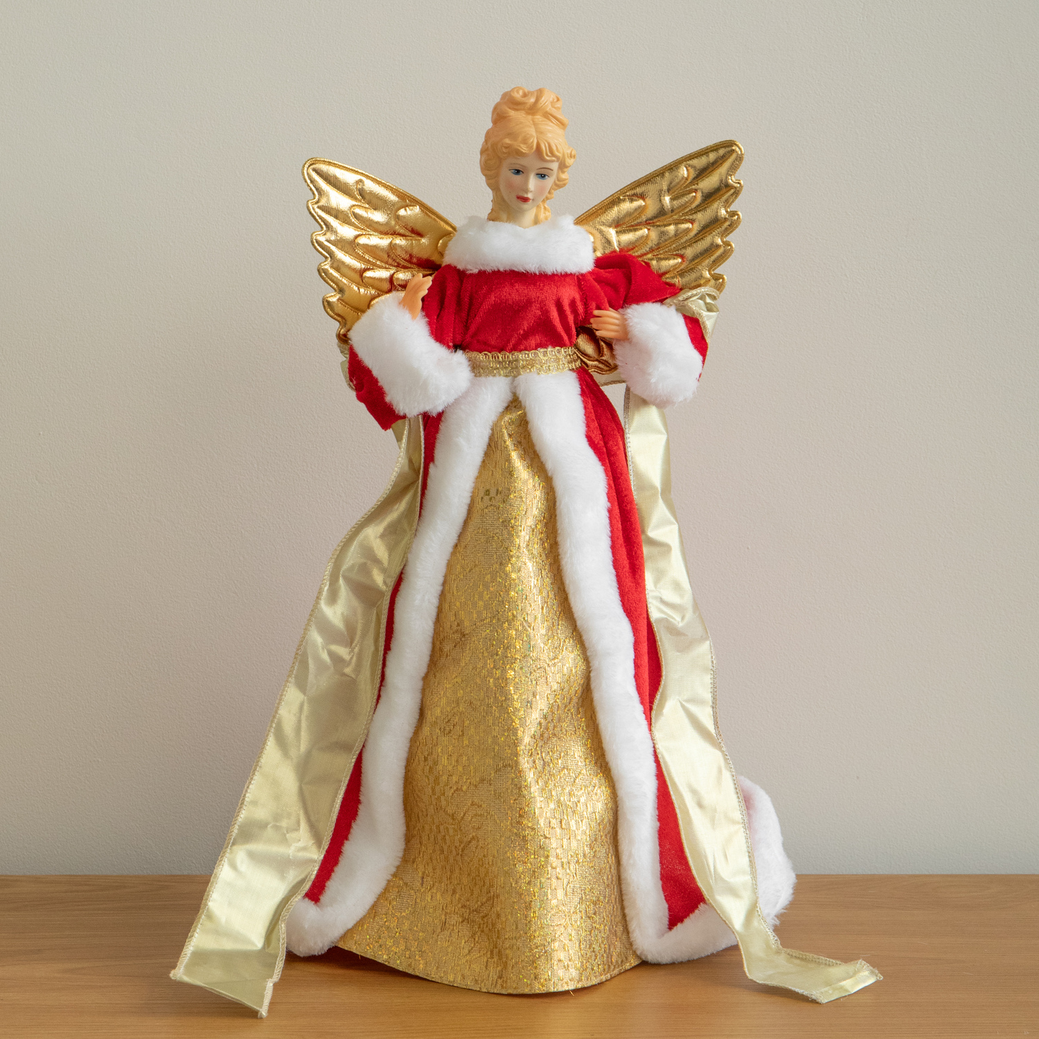 Samuel Alexander 45Cm Traditional Red Christmas Angel Tree Topper - Red / Gold