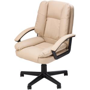 Reclining Office Chair with Footrest - Cream