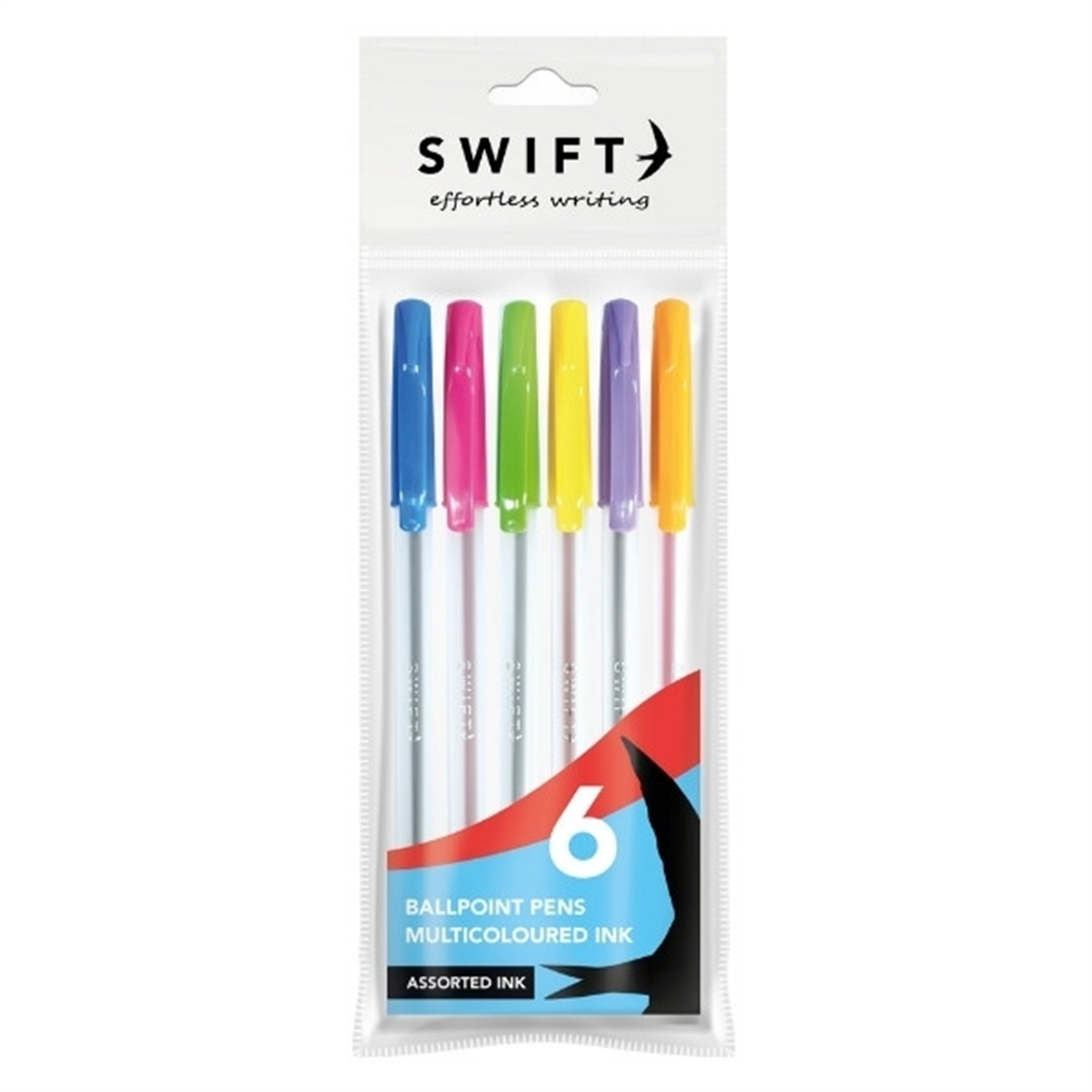 Martello Pack Of 6 Multicoloured Ballpoint Pens - Blue