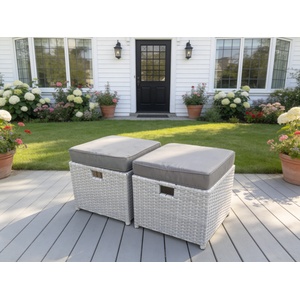 Fimous 2-Piece Rattan Footstool Set