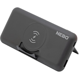 NEBO 10K Wireless Powerbank  10,000mAh Qi Charger with USB-C PD, Kickstand & Phone Holder