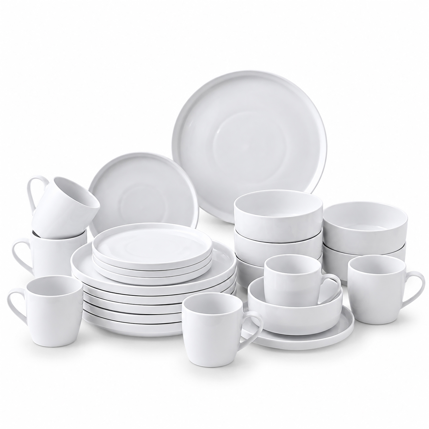 B&Q -  24Pc White Vertical Edge Porcelain Dinner Set. - Image 3