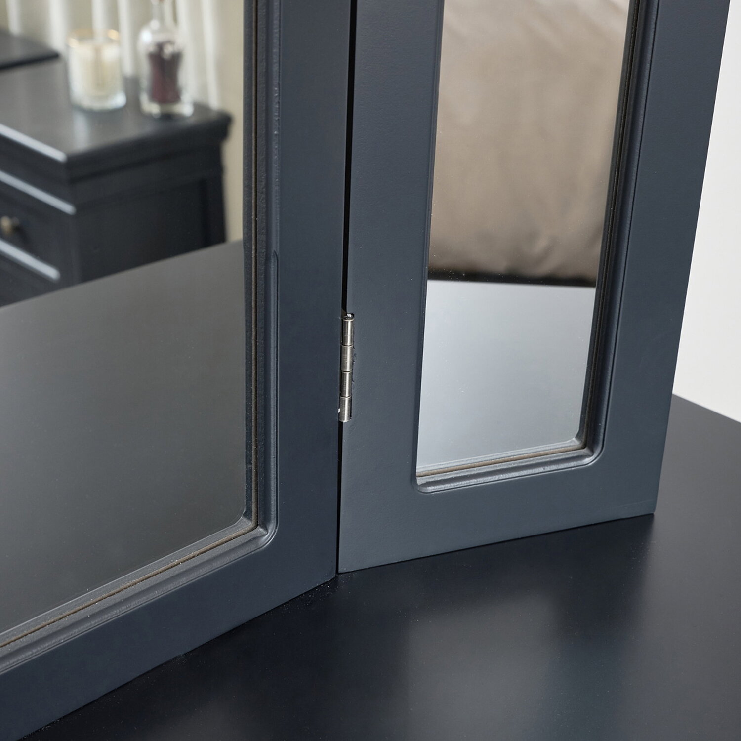 Navy Black Arched Triple Dressing Table Mirror - Daventry Navy Black Range