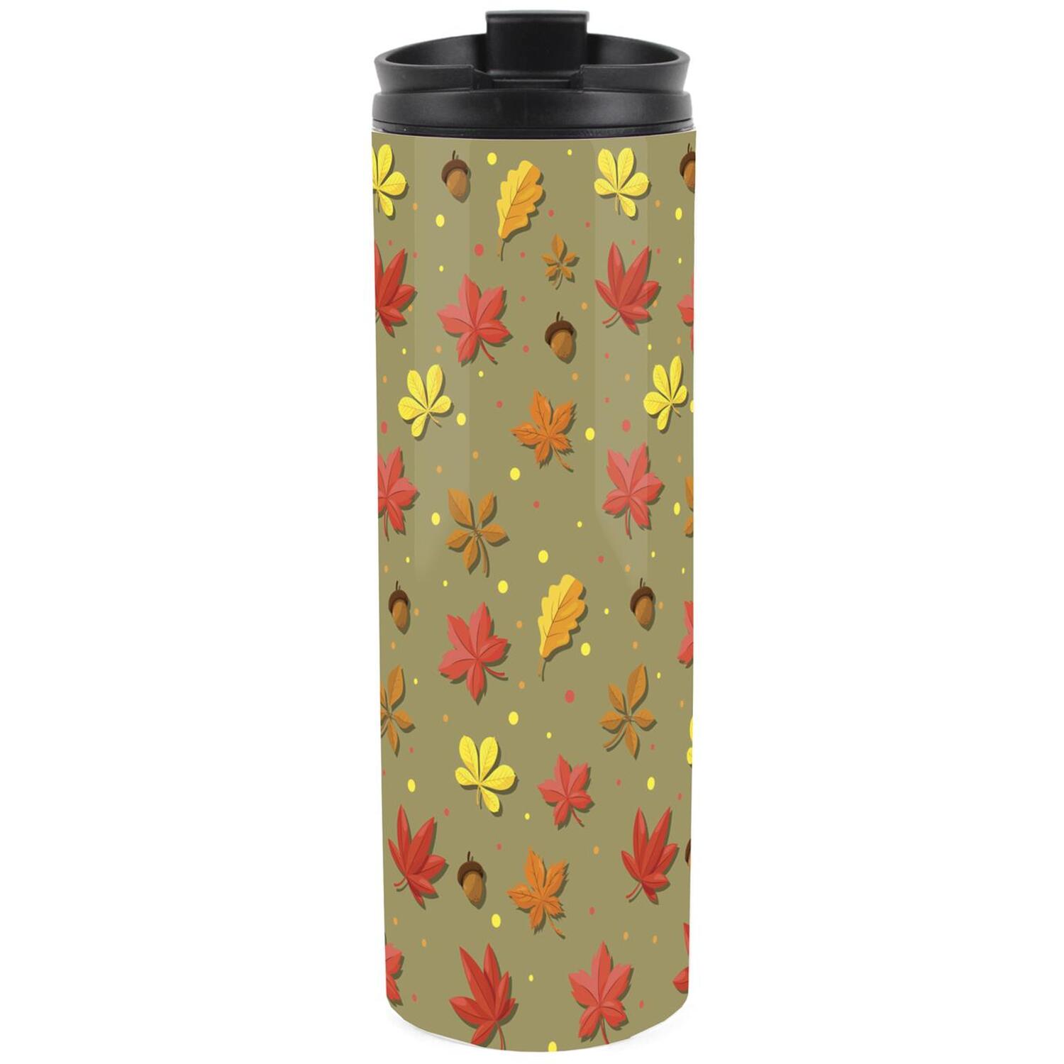 B&Q -  Autumn Leaves Travel MugAutumnal Foliage & AcornsReusable Stainless Steel Vacuum-Sealed Double-Walled Hot/cold Drinks Flask - Image 3