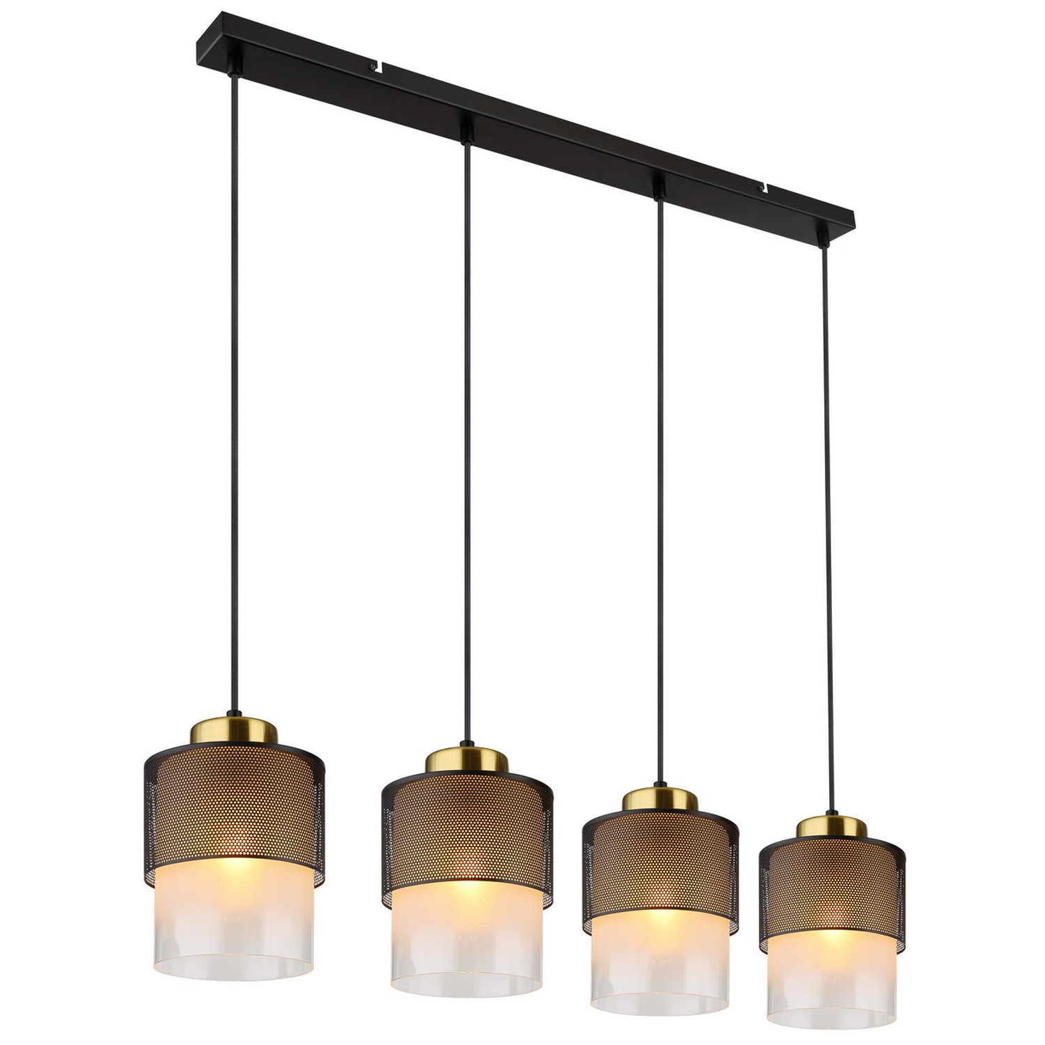 Globo Olga Pendant Light, Length 91 Cm, Black, 4-Bulb, Metal/Glass - Image 2