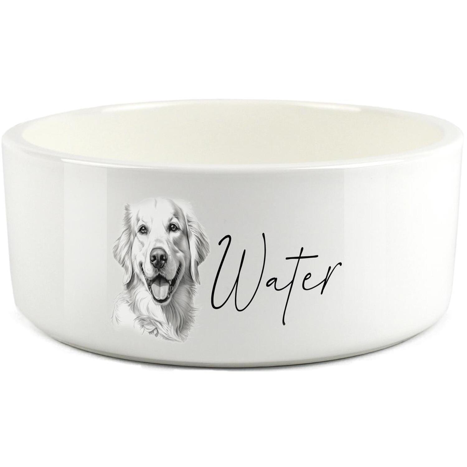Purely Home Black Sketch Large Ceramic Pet Water Bowl - Golden Retriever