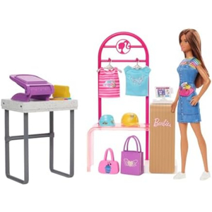 Barbie Make and Sell Boutique Playset with Brunette Doll, HKT78.