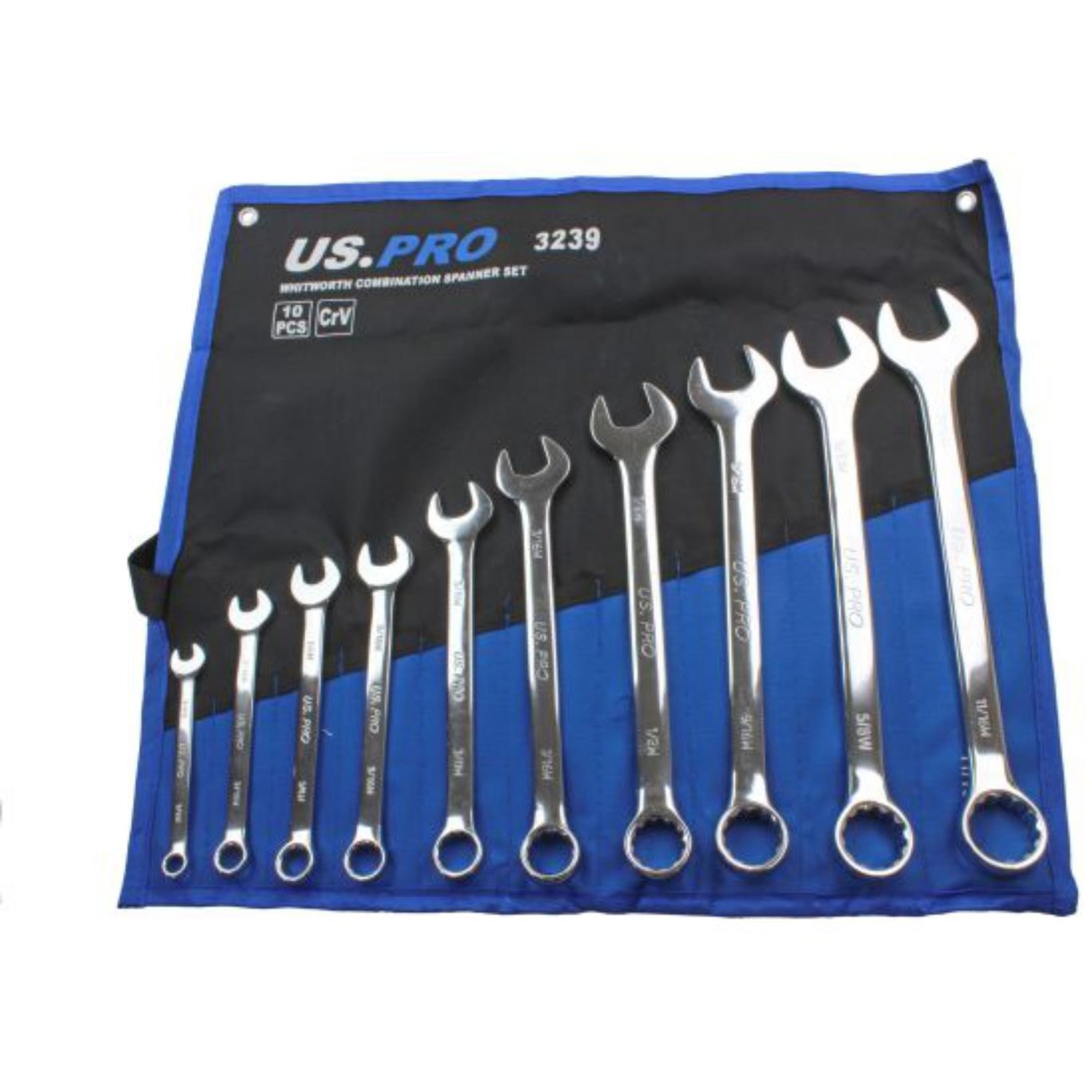 US PRO Tools 10pc Imperial Whitworth Combination Spanner Spanners Set 3239 - Image 5