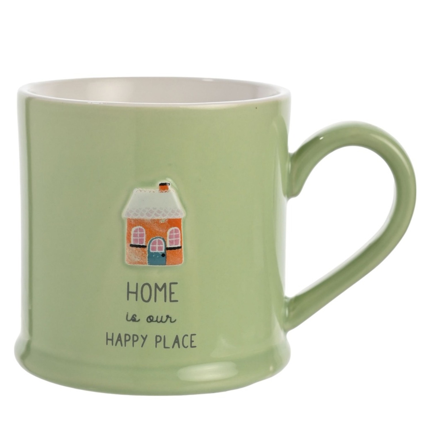 Coffee Mug Home Embossed Ceramic Love Life Pastel Green Quote Gift Boxed 300ml - Image 5