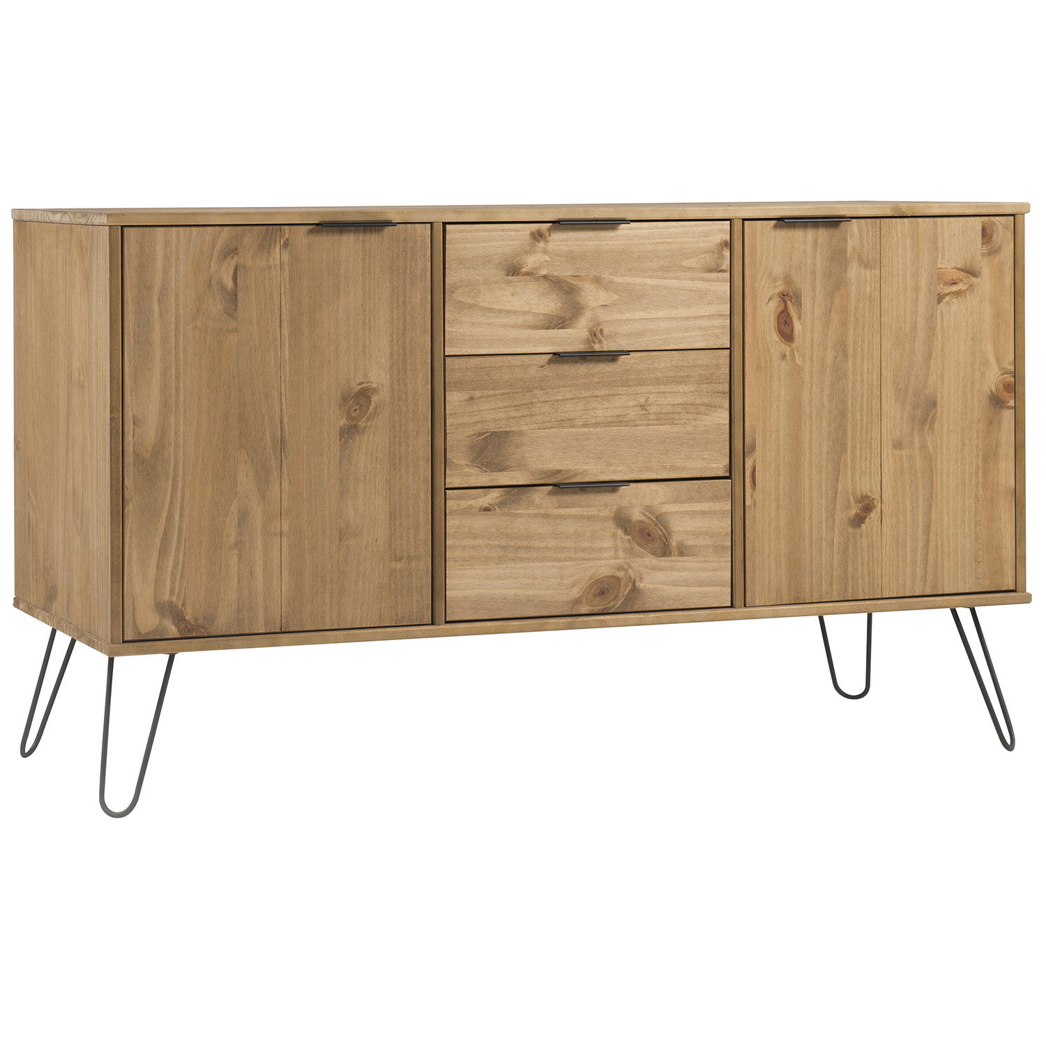 Augusta Medium Sideboard With 2 Doors And 3 Drawers Storage Unit - Antique Waxed Pine