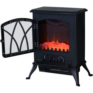 HOMCOM 1850W Flame Effect Electric Free Standing Fireplace-Black
