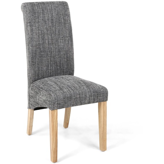 Pair Of Karta Scroll Back Tweed Dining Chair