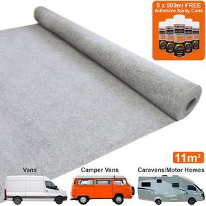 Van Carpet Lining Silver Grey and 5 Adhesive Cans