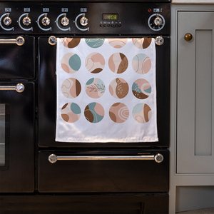 Round Texture And Floral Icons In Pastel Colours Designer Stylish KitchenTowel