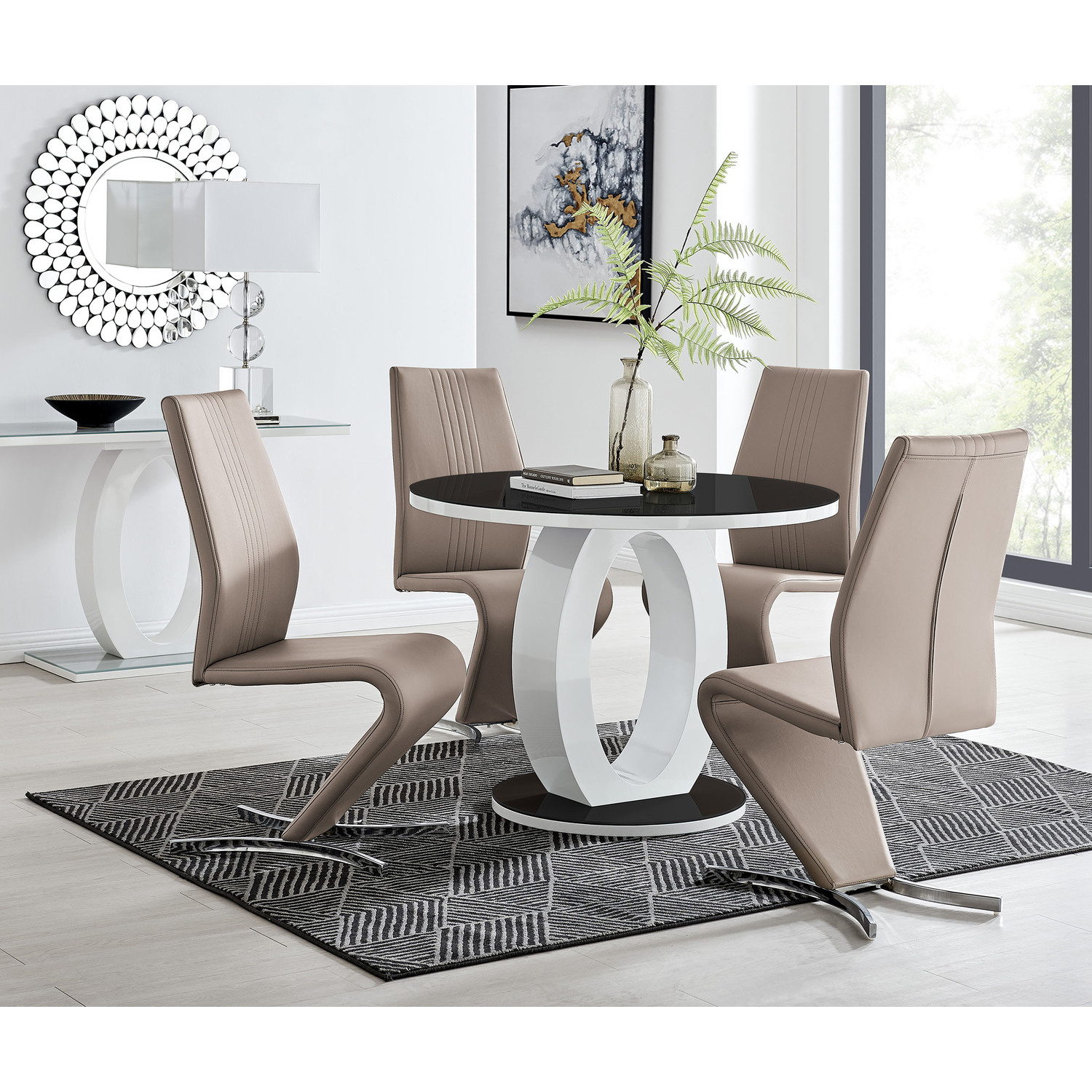 Giovani Dining Table With Four Willow Chairs Set - Cappuccino