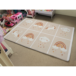 Cute Hand Drawn Unicorn, Rainbow And Cloud Designer Rug