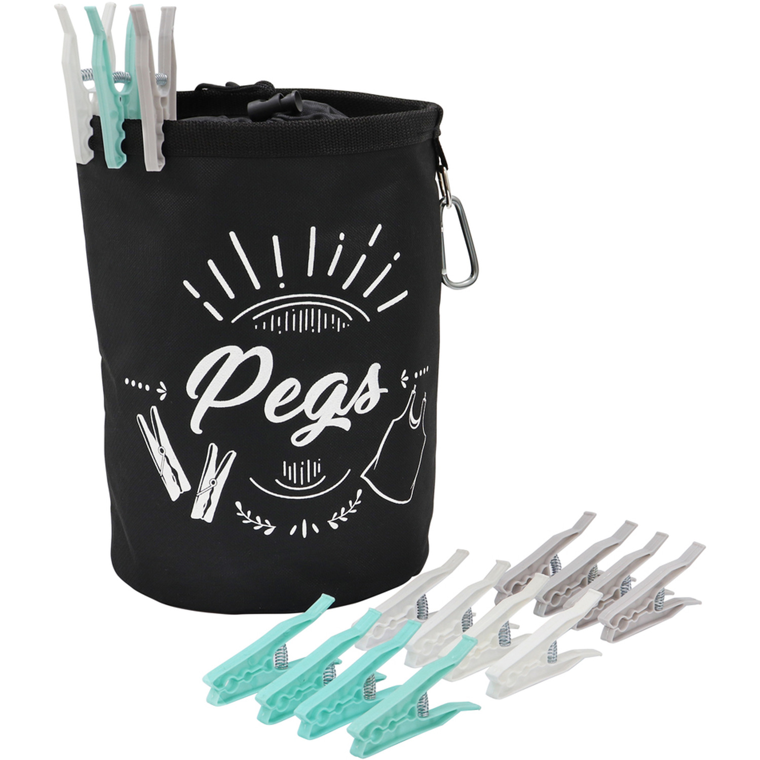 Image of JVL Large Peg Bag with 192 Large Ultra Strong Pegs - Black