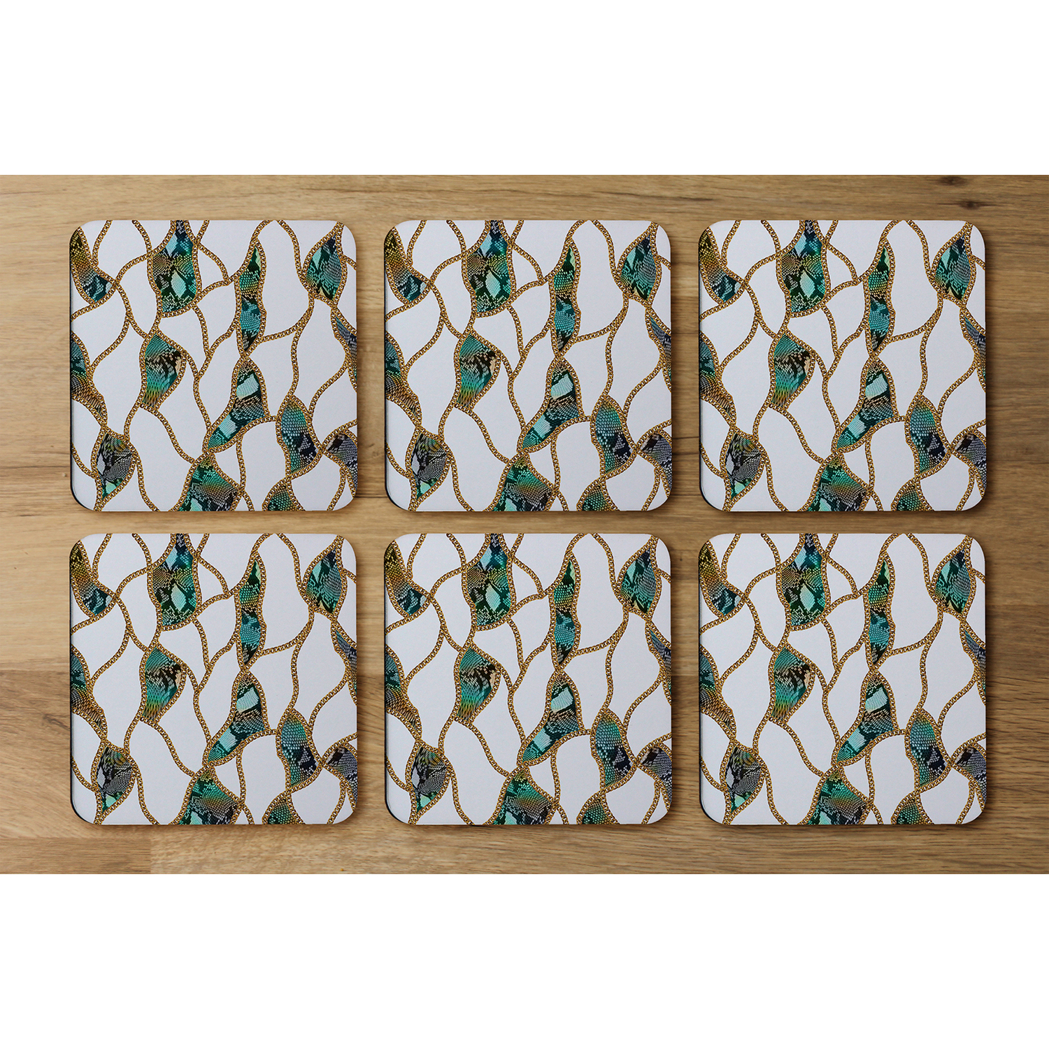 Chains  Snake Skin Coaster - Green
