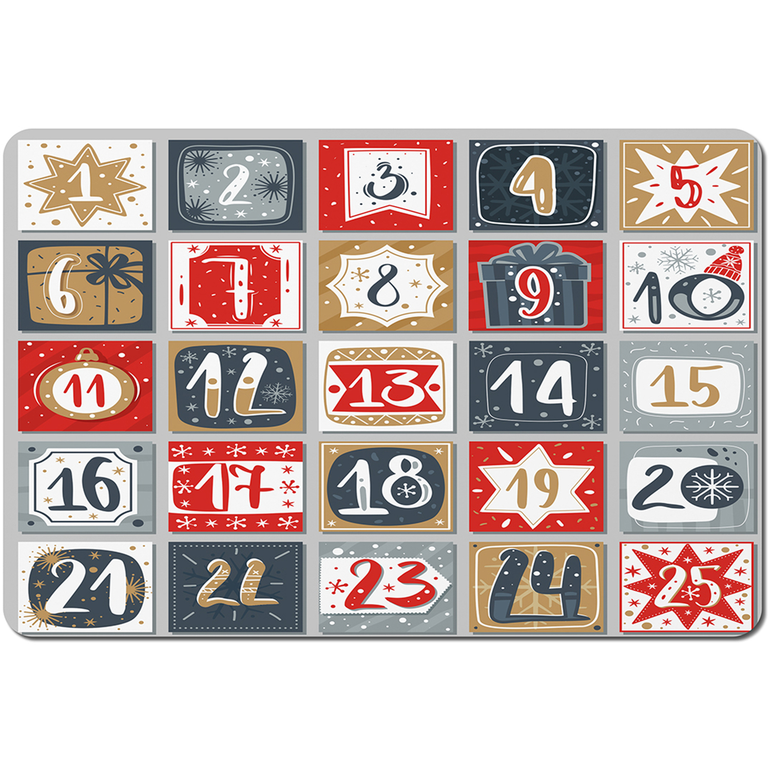 December Advent Calendar Dining Placemat Coaster Set
