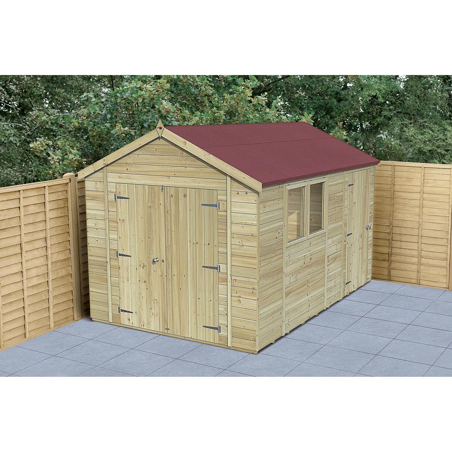Timberdale Pressure Treated Apex Shed - Timber / 12x8 / 365.2cm / 485kg / With Base / 2