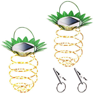 Set of 2 Pineapple Spiral Solar LED Lights
