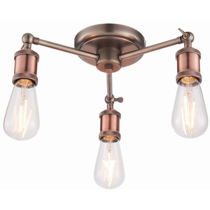 Hal 3 Light Semi flush Aged Pewter, Aged Copper Plate, E27