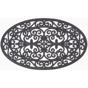 Black Wrought Iron Effect Parisian Style Oval Rubber Doormat