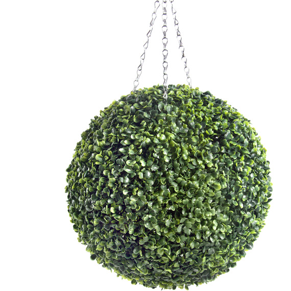 Best Artificial 36cm Green Boxwood Buxus Grass Hanging Basket Topiary Ball