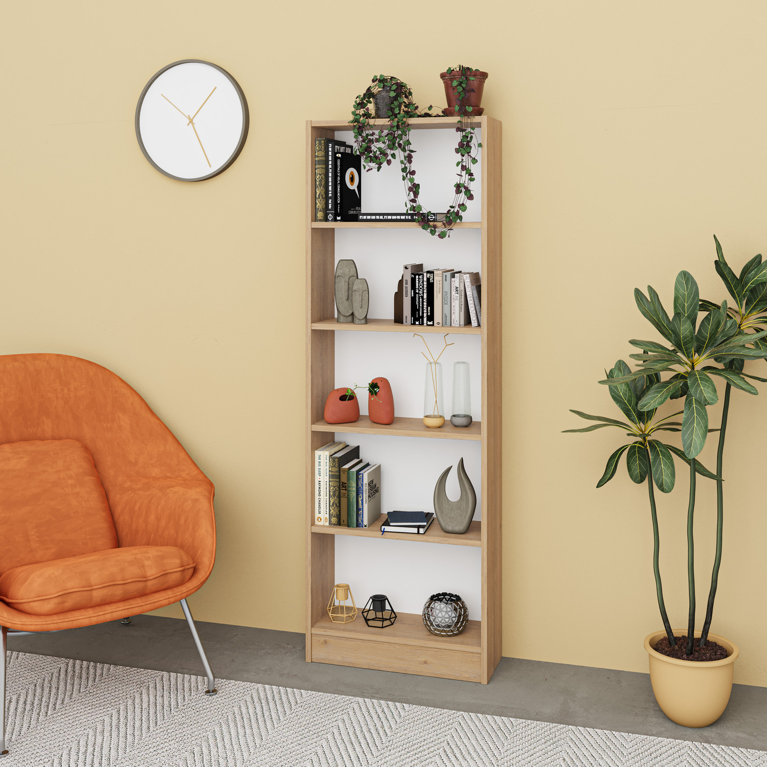 Decortie - Aidan Modern Bookcase Display Unit - Oak thumbnail