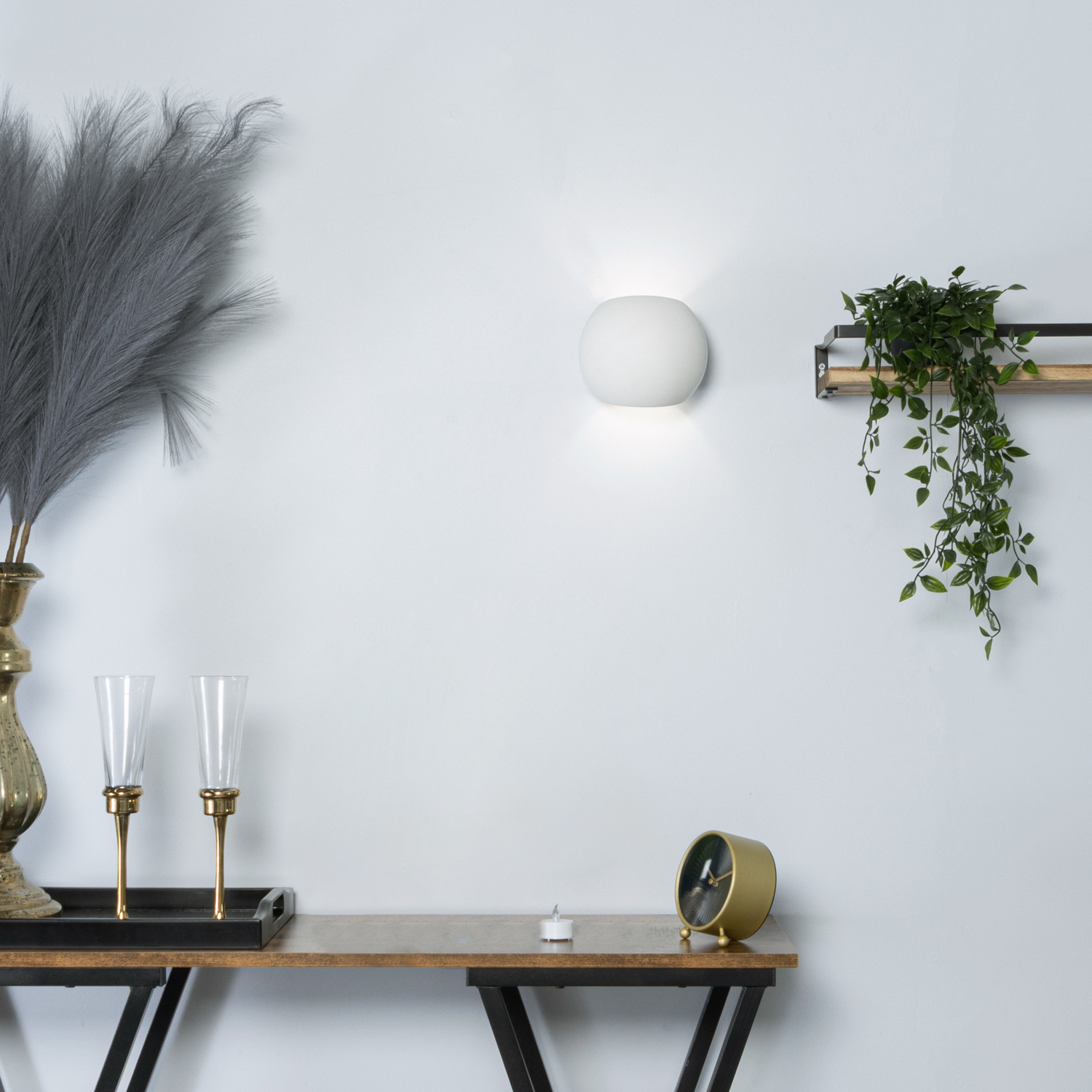 Vane Round Up And Down Wall Light - White