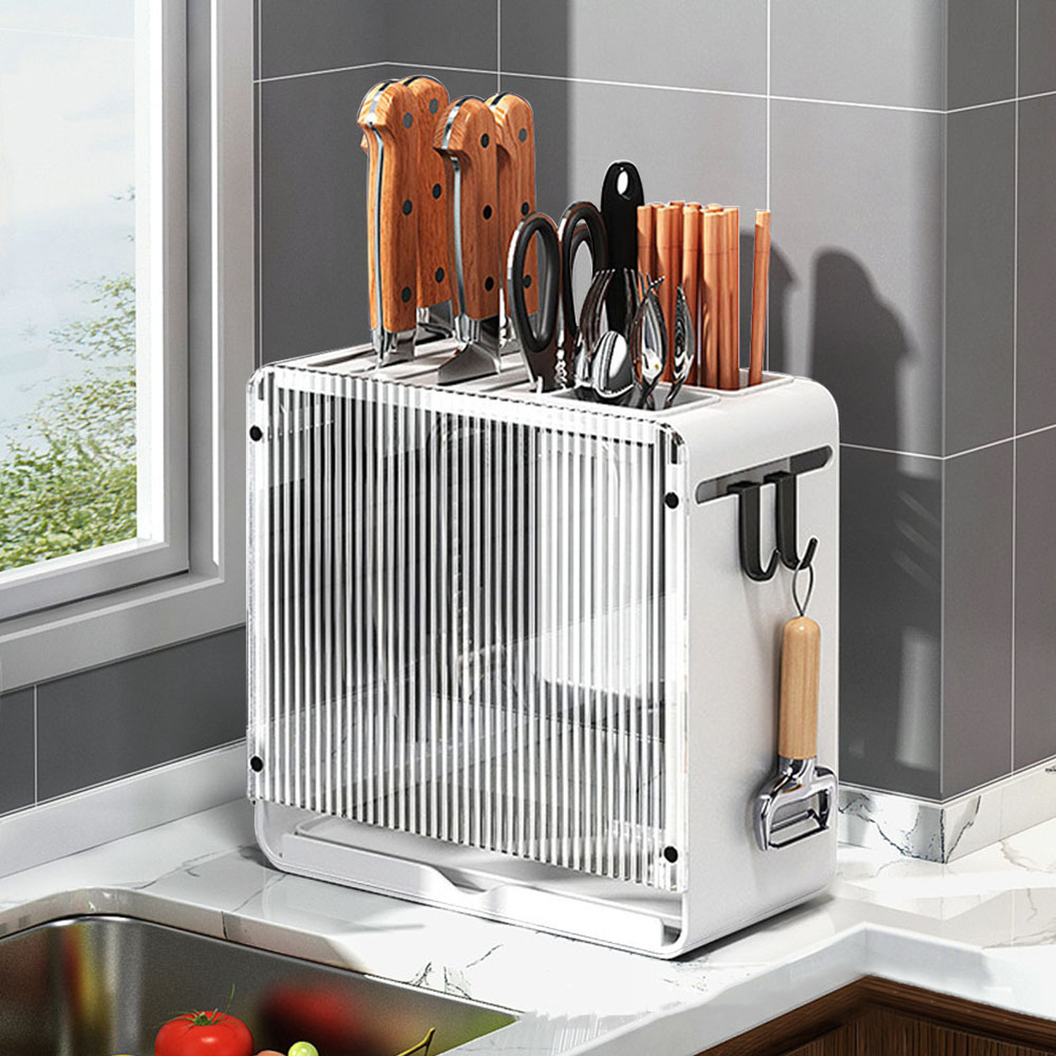 Image of Acrylic Knife and Utensil Holder with&hellip;
