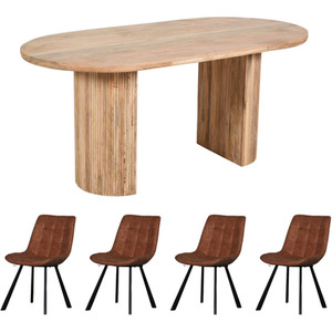 York Light Mango Wooden Dining Table Set With 4 Chairs