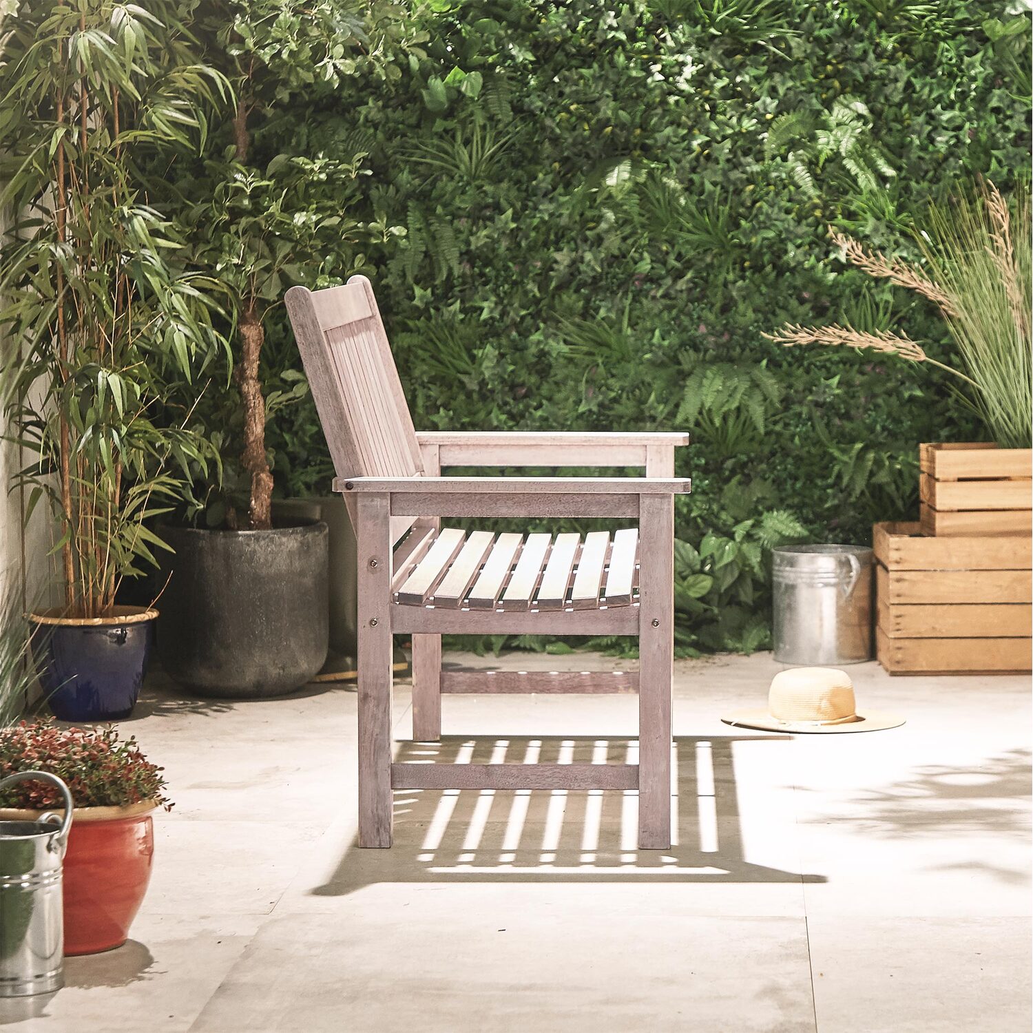 2 Seater Distressed Hardwood Garden Bench - Grey 58cm