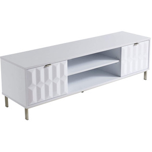 White Home Source Siena 2 Door High Gloss TV Stand Storage Unit shot 5082948
