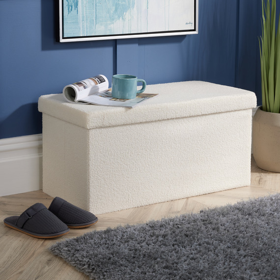 Home Source Furry Folding Ottoman