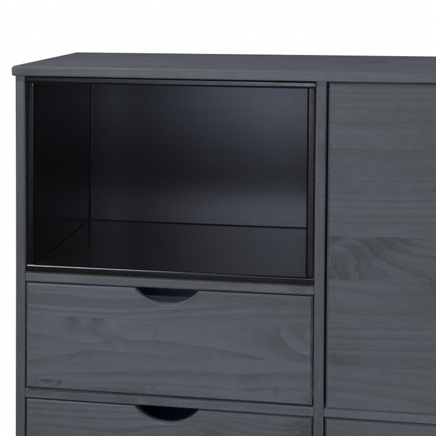 Scandian Sideboard Cabinet Solid Wood Pine Wooden Drinks Cupboard - Distressed Grey Wax