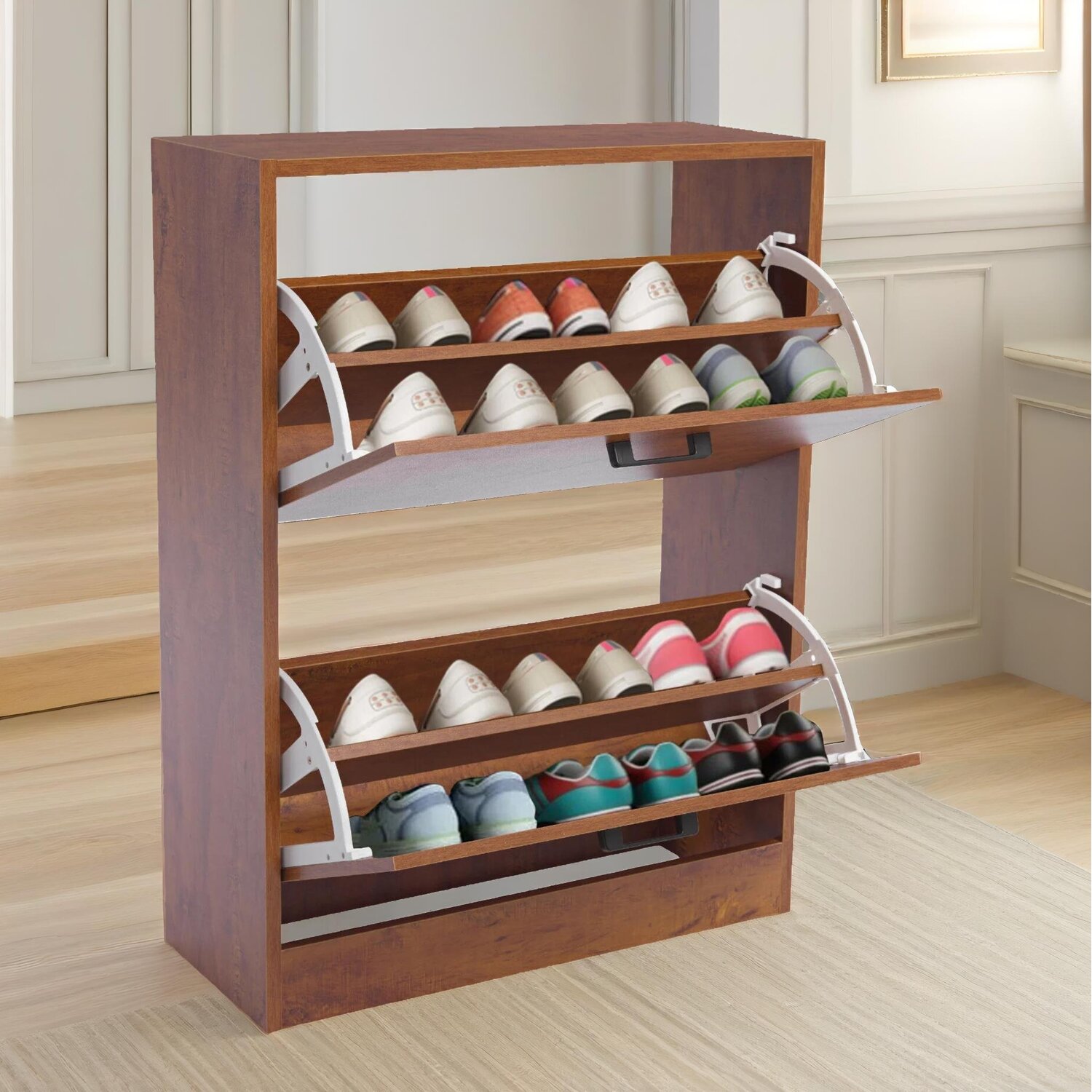2 Drawer Shoe Storage Cabinet - Walnut Walnut
