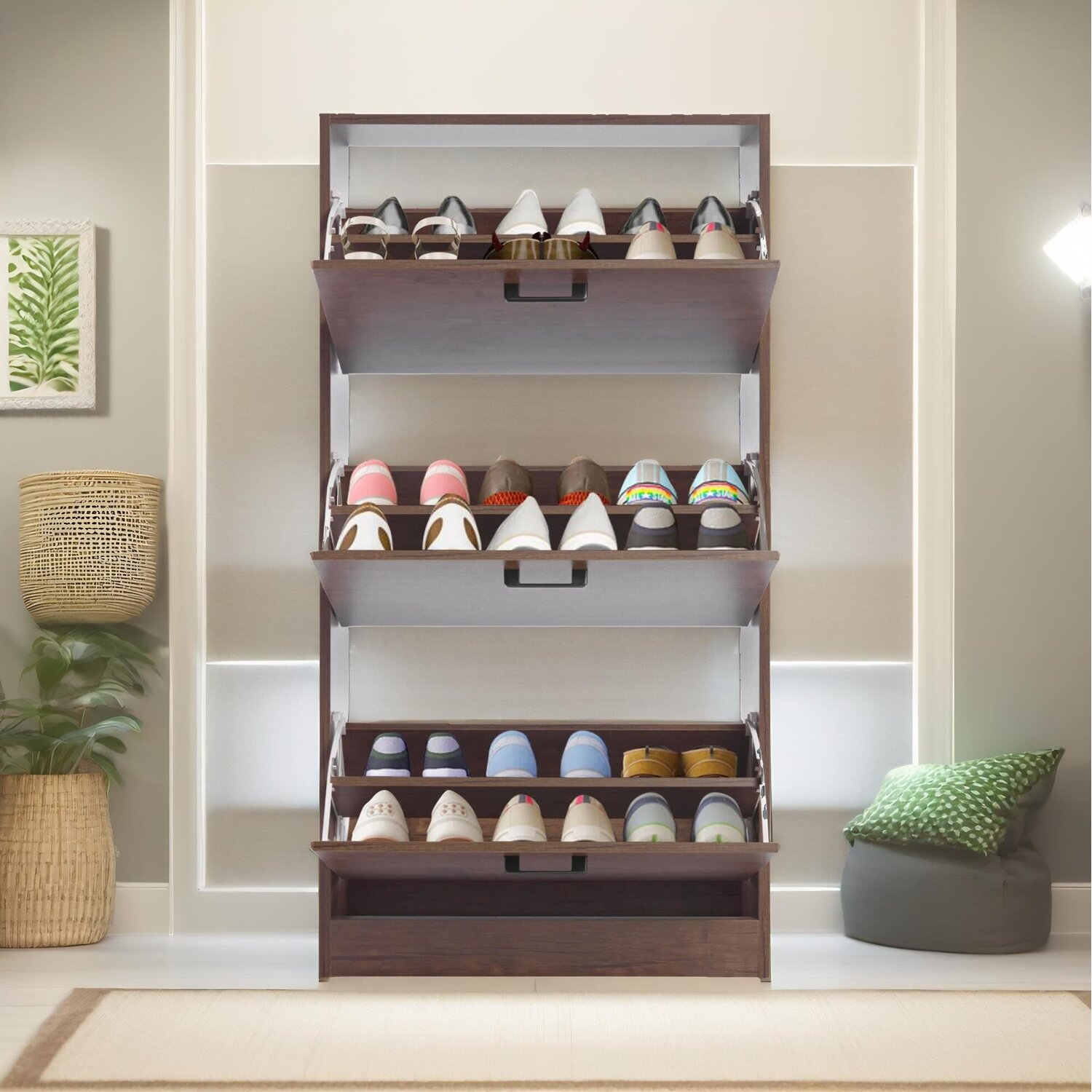 3 Drawer Shoe Storage Cabinet - Walnut Walnut