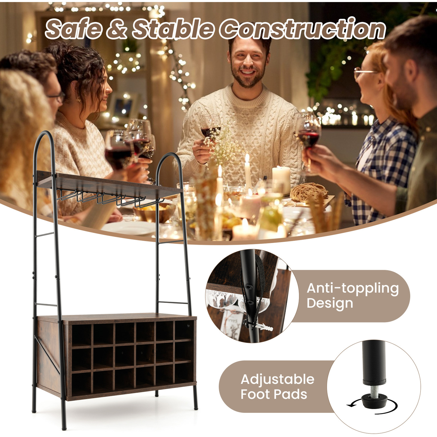 Baker S Rack Wine Bar Cabinet - Brown