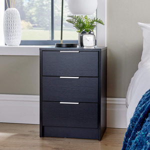 Black Home Source Phoenix 3 Drawer Bedside  shot 6115026