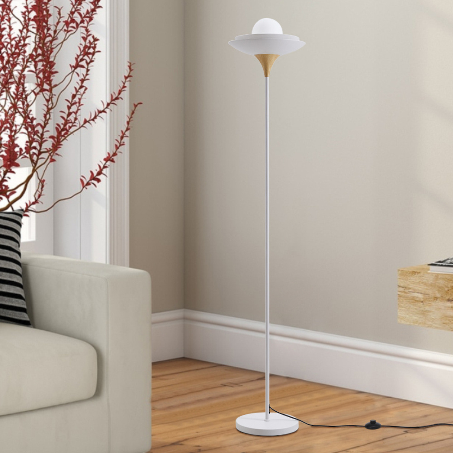 Image of Contemporary White G9 Single-Light Floor Lamp&hellip;