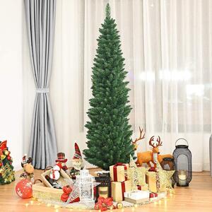 Artificial Flocked Slim Christmas Pencil Green Tree